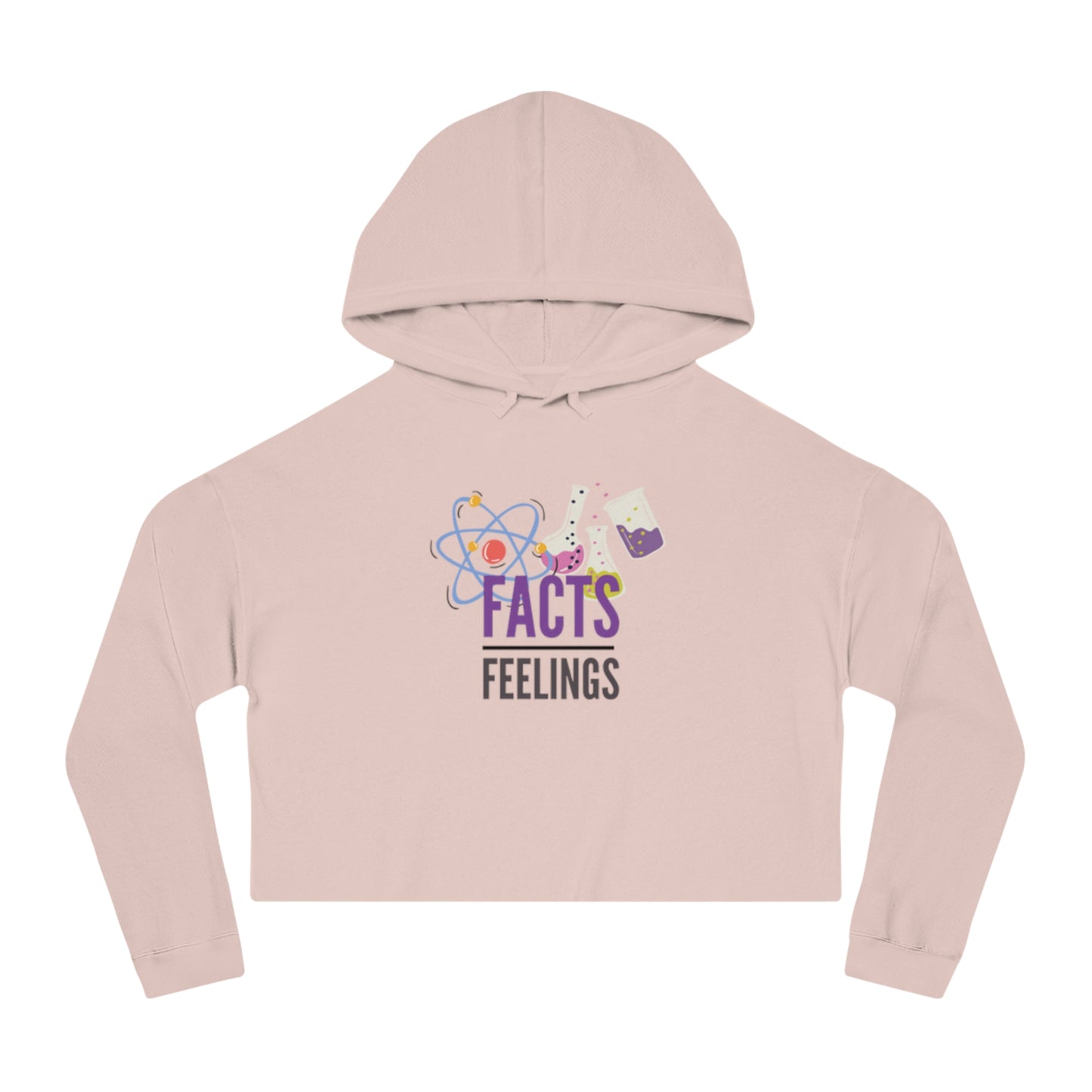Women’s Facts & Feelings Cropped Hoodie, Science Apparel, Gift for Her, Casual Fashion, Comfortable Sweatshirt